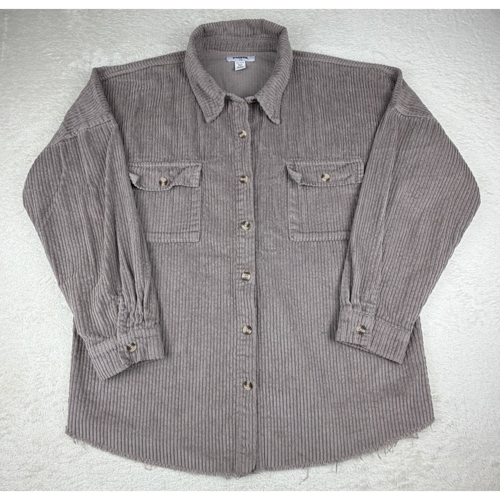 RSQ Women's Corduroy Taupe Long Sleeve Button-up Shirt Size Large-Tilly's EUC